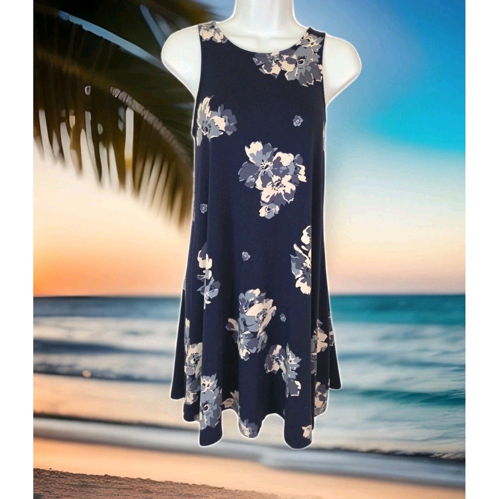 Old Navy Tank Dress XS Blue‎ Floral Beachy Casual Summer Vacation Resort Wear